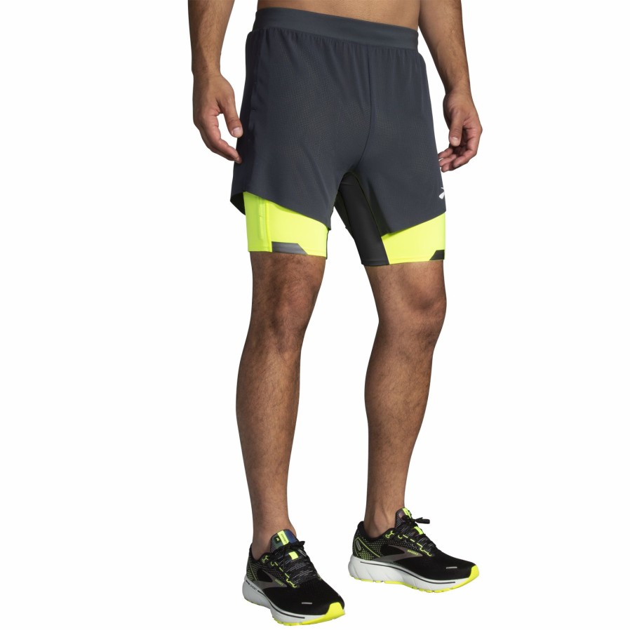 Men'S Running Apparel * | Run Visible 5 2-In-1 Short Brooks New Threads