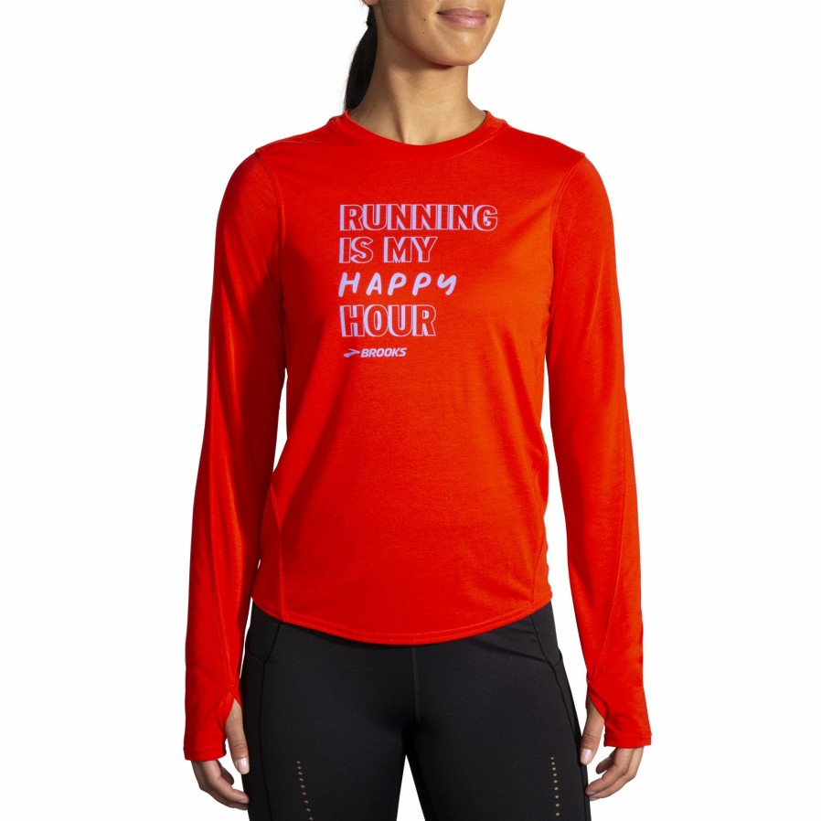 Women'S Running Apparel * | Distance Graphic Long Sleeve Brooks Discount Online